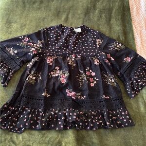 Maeve Black Floral Blouse
